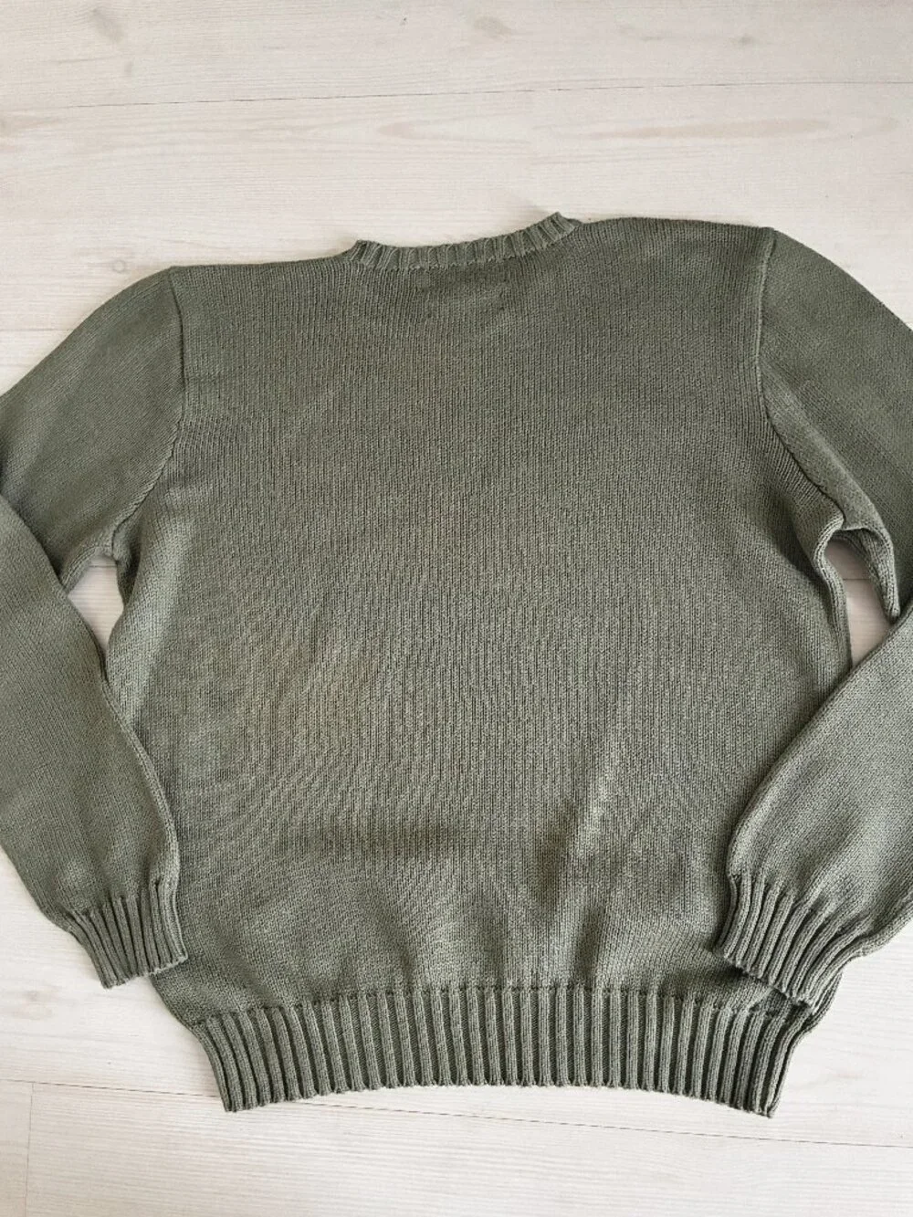 Vintage Polo Ralph Lauren Crewneck Sweater Men's Medium Olive Green 100% Cotton